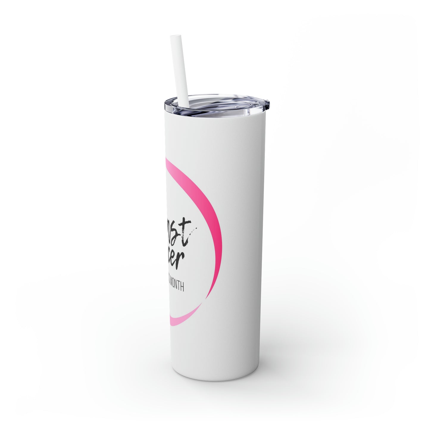 Skinny Tumbler with Straw, 20oz Breast Cancer
